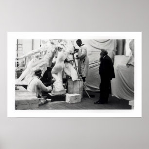 Poster Auguste Rodin em seu estúdio em Paris