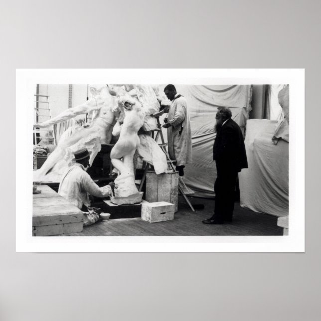 Poster Auguste Rodin em seu estúdio em Paris (Frente)