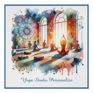 Pôster Aula de Yoga Zen Espiritualidade Mindfulness Aquar