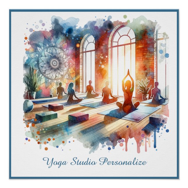 Pôster Aula de Yoga Zen Espiritualidade Mindfulness Aquar (Frente)