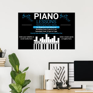 Poster Aulas de Piano Personalizadas Professor de Música 