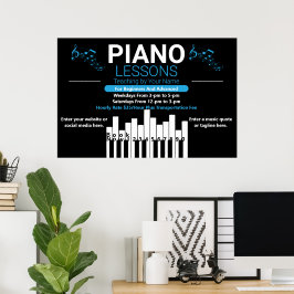 Poster Aulas de Piano Personalizadas Professor de Música 