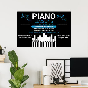 Poster Aulas de Piano Personalizadas Professor de Música 