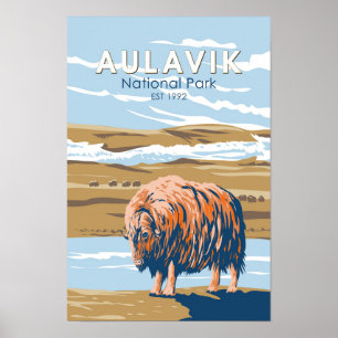 Poster Aulavik National Park Canada Musk Ox Vintage