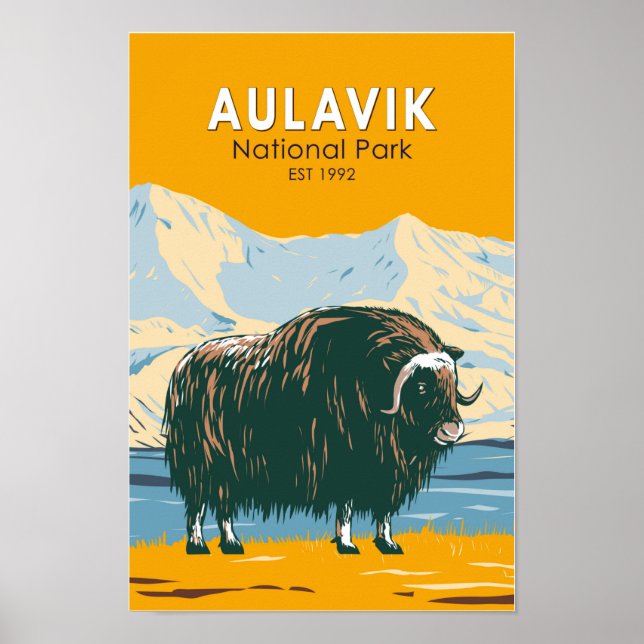 Poster Aulavik National Park Canada Muskox Vintage (Frente)