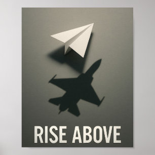 Poster Aumento Motivacional Avião de Papel Sombra de Jato