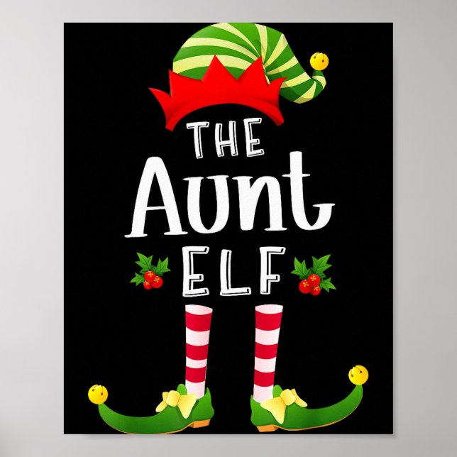 Poster Aunt Christmas Elf Matching Pajama X-mas Party  (Frente)