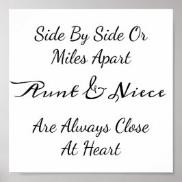 Poster Aunt & Niece Quote – Side By Side or Miles Apart