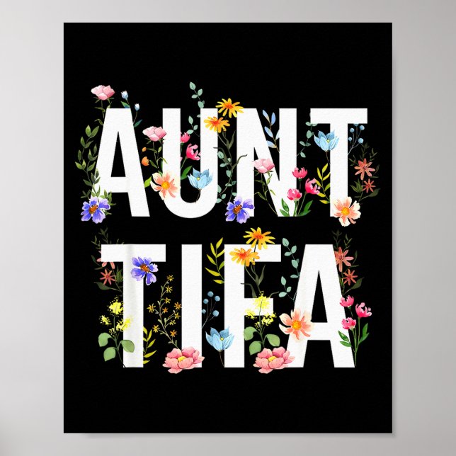 Poster Aunt Tifa - Retro Wildflowers Floral Feminist Mom  (Frente)