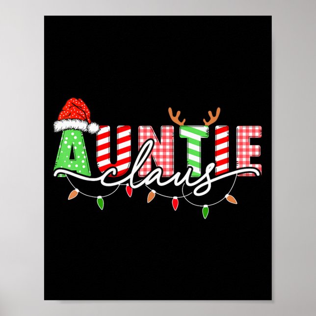 Poster Auntie Claus Xmas Christmas Lights Pajama Family M (Frente)