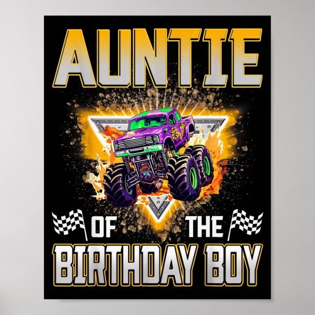 Poster Auntie Of The Birthday Boy Monster Truck Birthday  (Frente)