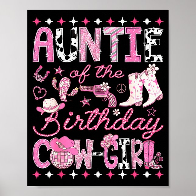 Poster Auntie Of The Birthday Cowgirl Nk Rodeo Western Di (Frente)