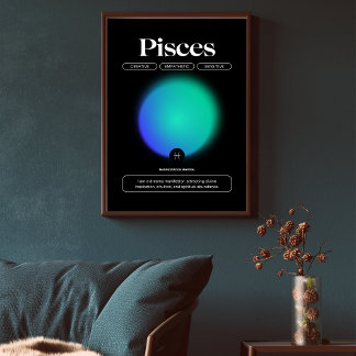 Poster Aura Gradient Peixes Zodiac Sinal Manifestação Art