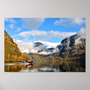 Poster Aurlandsfjord Flam Norueguês Fjord Noruega