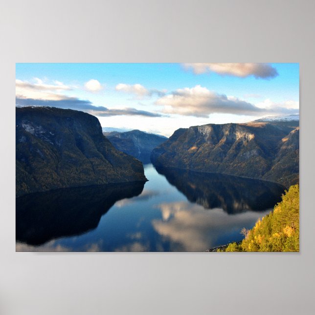 Poster Aurlandsfjord Flam Norueguês Fjord Noruega (Frente)