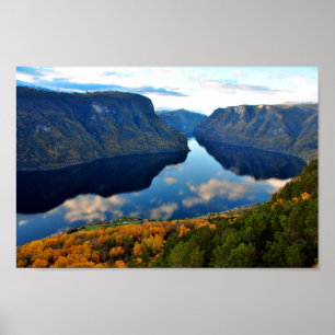 Poster Aurlandsfjord Flam Norwegian Fjord Norway