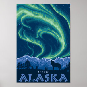 Pôster Aurora boreal - caril, Alaska