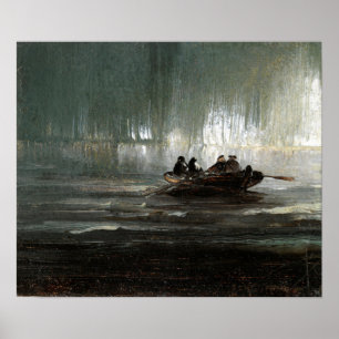 Poster Aurora boreal de Peder Balke sobre o barco a remos