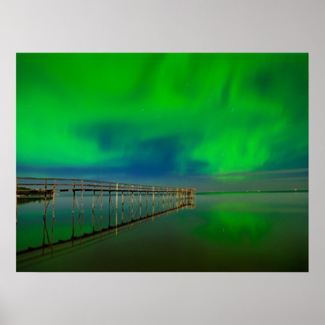 Poster Aurora Boreal | Lago Winnipeg Canadá, Manitoba (Frente)