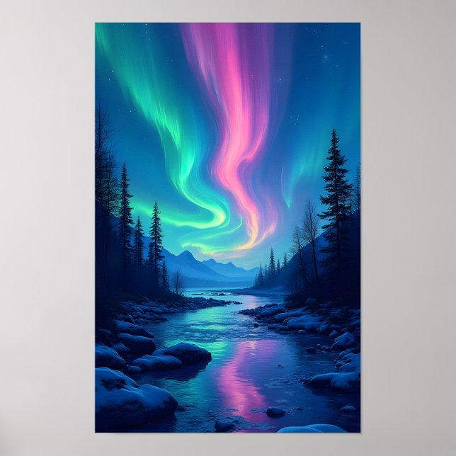 Poster Aurora Boreal Luzes do Norte (Frente)