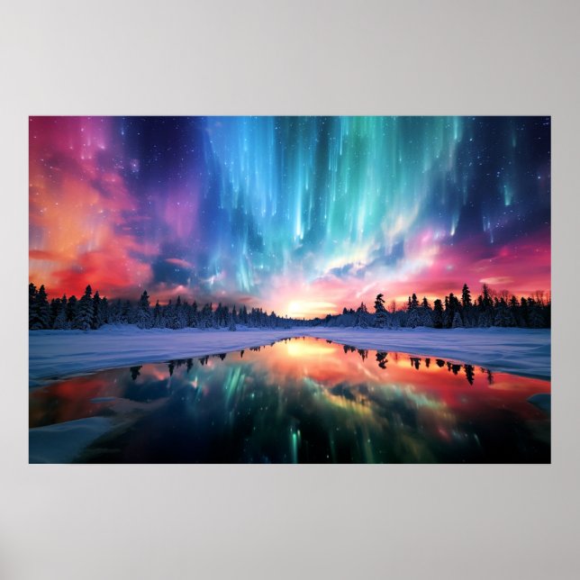 Poster Aurora Boreal, Luzes do Norte, (Frente)