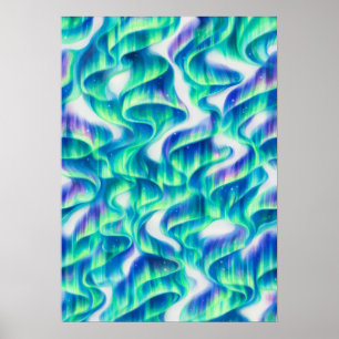 Poster Aurora Boreal Padrão Abstrato Luzes do Norte
