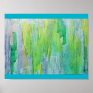 Poster Aurora Borealis abstrato aquarela