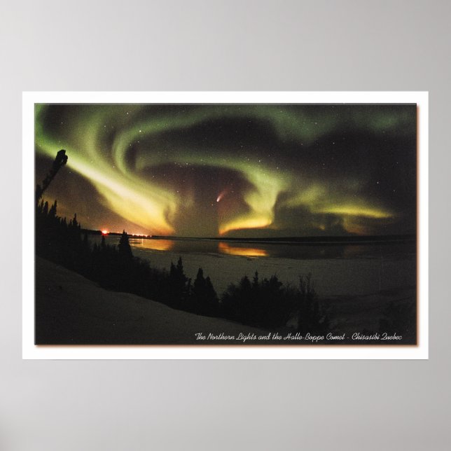 Poster Aurora Borealis e Hale-Bopp Comet (Frente)