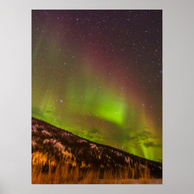 Poster Aurora Borealis | Montanhas Fairbanks Alaska (Frente)