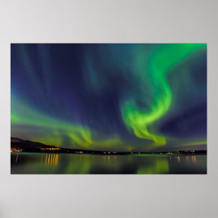 Poster Aurora borealis sobre um lago
