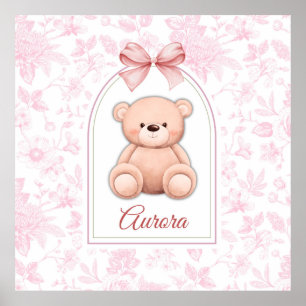 Poster Aurora   Design de Enfermeiro de Urso Rosa Persona