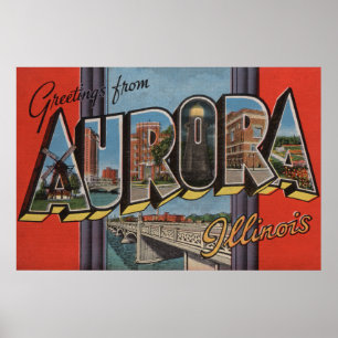 Pôster Aurora, Illinois - Cenas com Letras Grandes