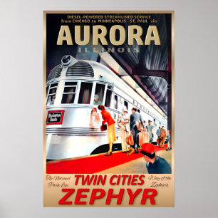 Poster Aurora Illinois Twin Cities Zephyr Burlington