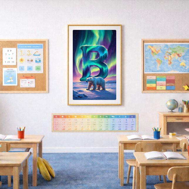 Pôster Aurora Letter B Poster | Northern Lights Art Print (Criador carregado)