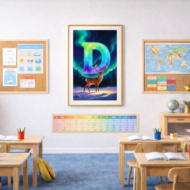 Pôster Aurora Letter D Poster | Northern Lights Art Print (Criador carregado)