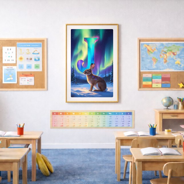 Pôster Aurora Letter J Poster | Northern Lights Art Print (Criador carregado)