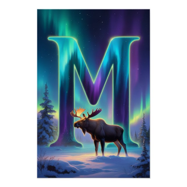 Pôster Aurora Letter M Poster | Northern Lights Art (Frente)