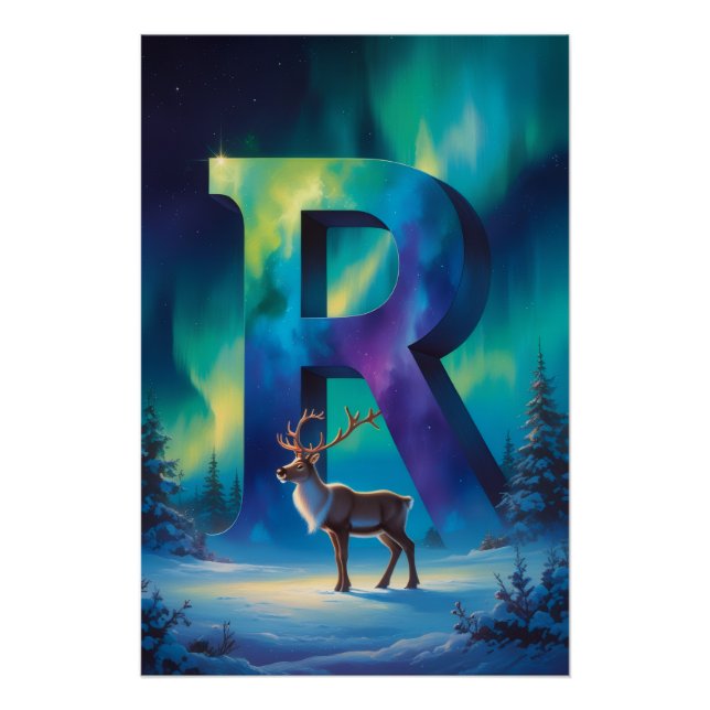 Pôster Aurora Letter R Poster | Northern Lights Art (Frente)