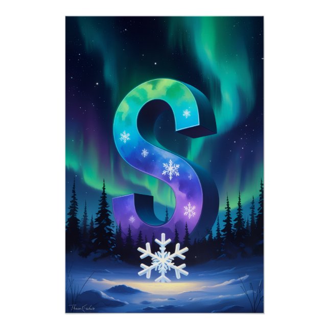 Pôster Aurora Letter S Poster | Northern Lights Art (Frente)
