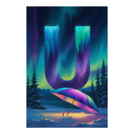 Pôster Aurora Letter U Poster | Northern Lights Art