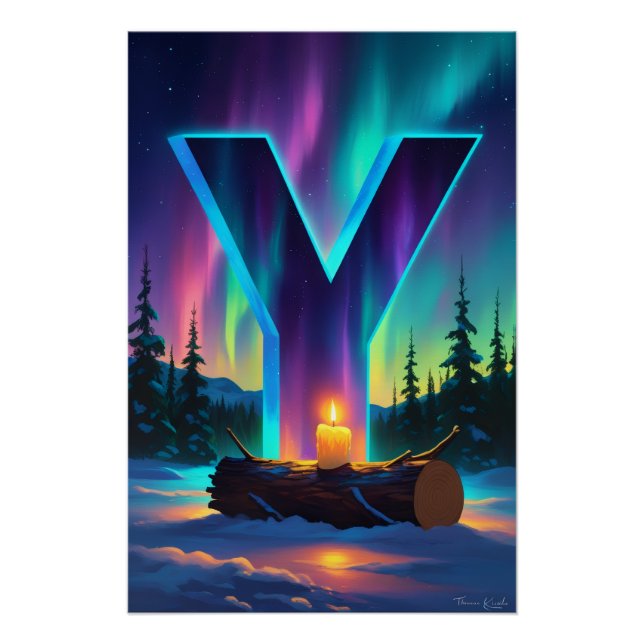 Pôster Aurora Letter Y Poster | Northern Lights Art (Frente)