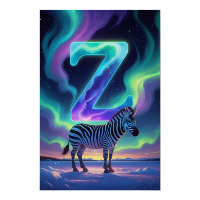 Pôster Aurora Letter Z Poster | Northern Lights Art (Frente)