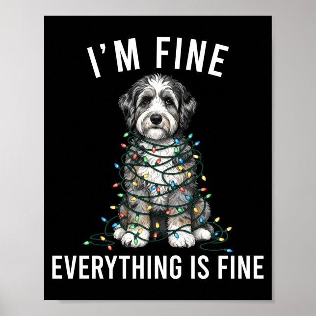 Poster Aussiedoodle Christmas I'm Fine Everything Is Fine (Frente)