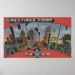 Poster Austin, letra ScenesAustin de TexasLarge, TX