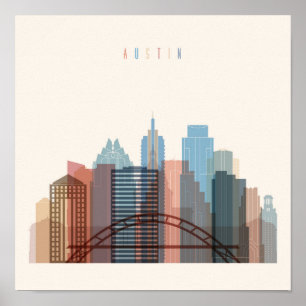 Poster Austin, skyline da cidade de Texas  