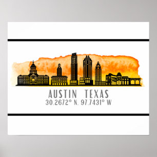 Poster Austin Skyline Latitude