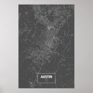 Poster Austin, Texas (branco no preto)