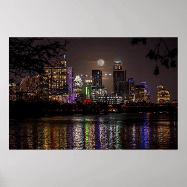 Poster Austin, Texas Full Moon v2 (Frente)