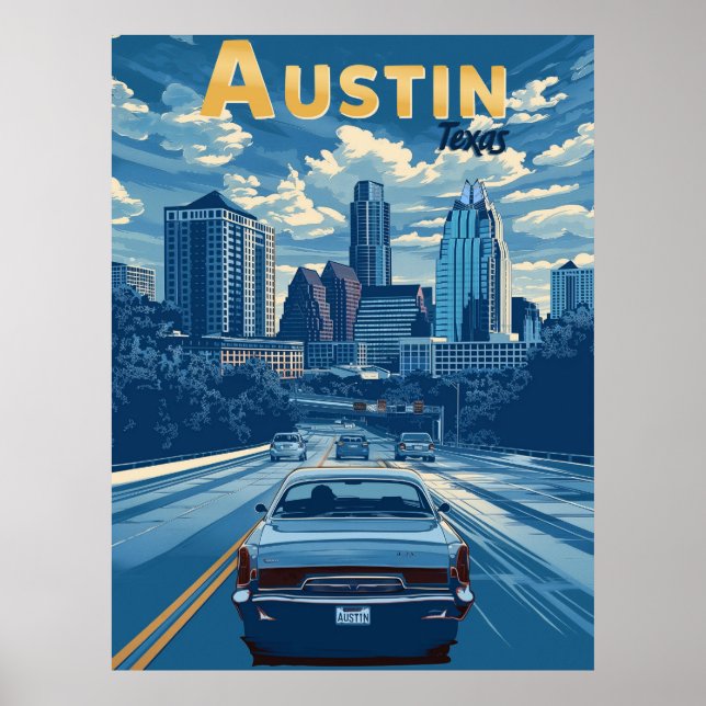 Poster Austin - Viagens vintage (Frente)