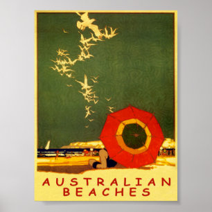 Poster Australia Beaches Vintage Travel